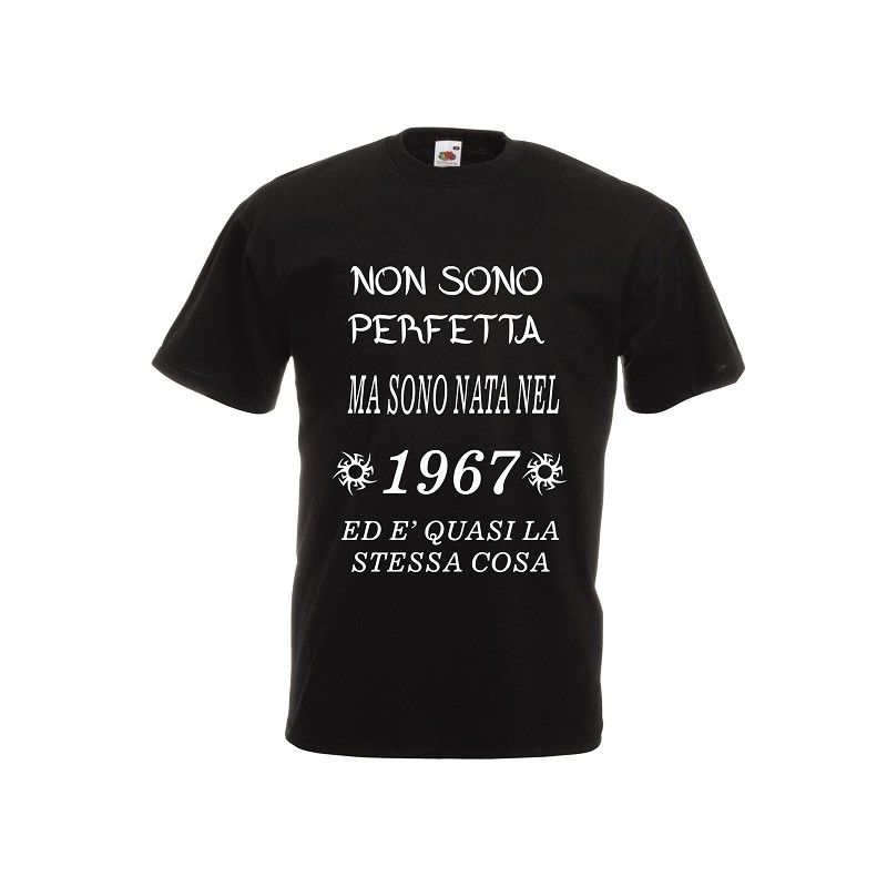 t-shirt cotone  scritta non sono perfetta 1967