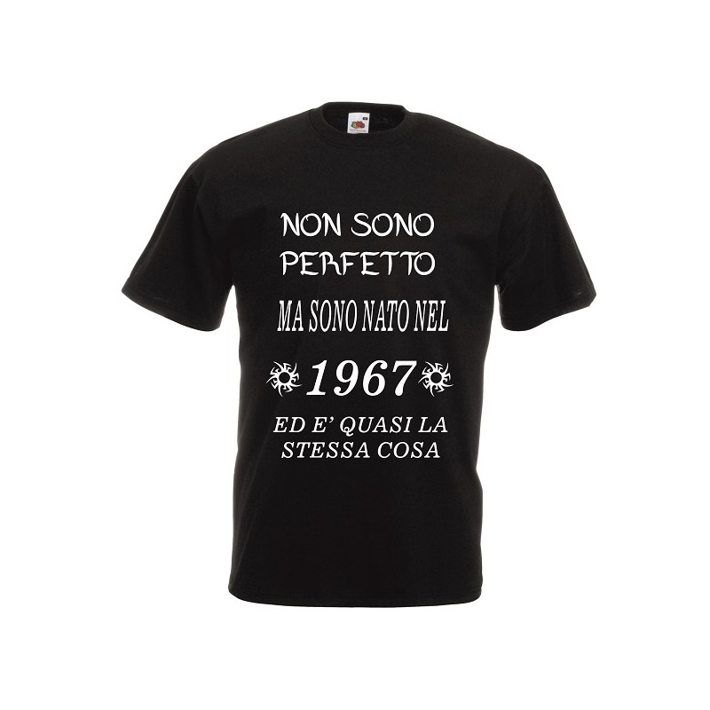 t-shirt cotone  scritta non sono perfetto 1967