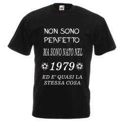 t-shirt cotone  scritta non sono perfetto 1979