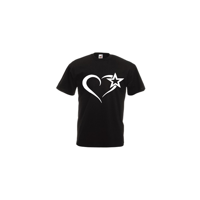 t-shirt cotone con disegno cuore stella