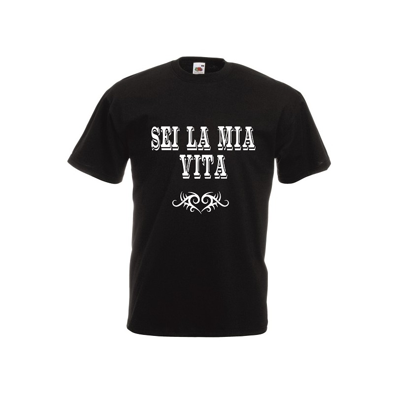 t-shirt cotone con scritta sei la mia vita