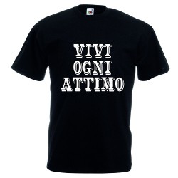 t-shirt cotone con scritta Vivi ogni attimo