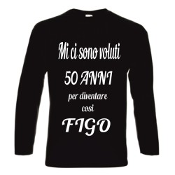 t-shirt cotone manica lunga  scritta 50  anni cosi figo