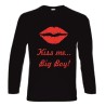 t-shirt cotone manica lunga con scritta kiss me big boy