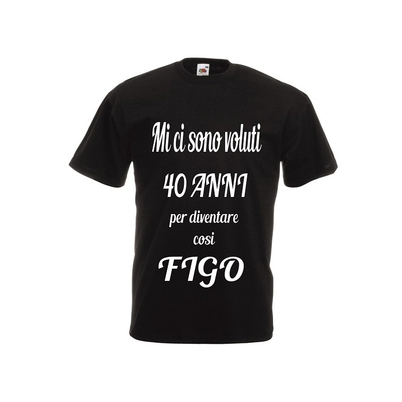 t-shirt cotone scritta 40 anni cosi figo