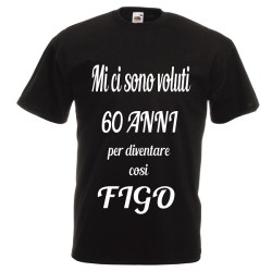 t-shirt cotone scritta 60  anni cosi figo