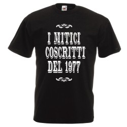 t-shirt cotone scritta i mitici coscritti 1977