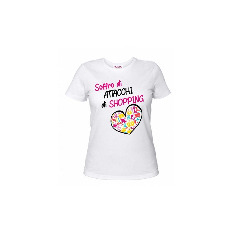 t-shirt donna con scritta shopping