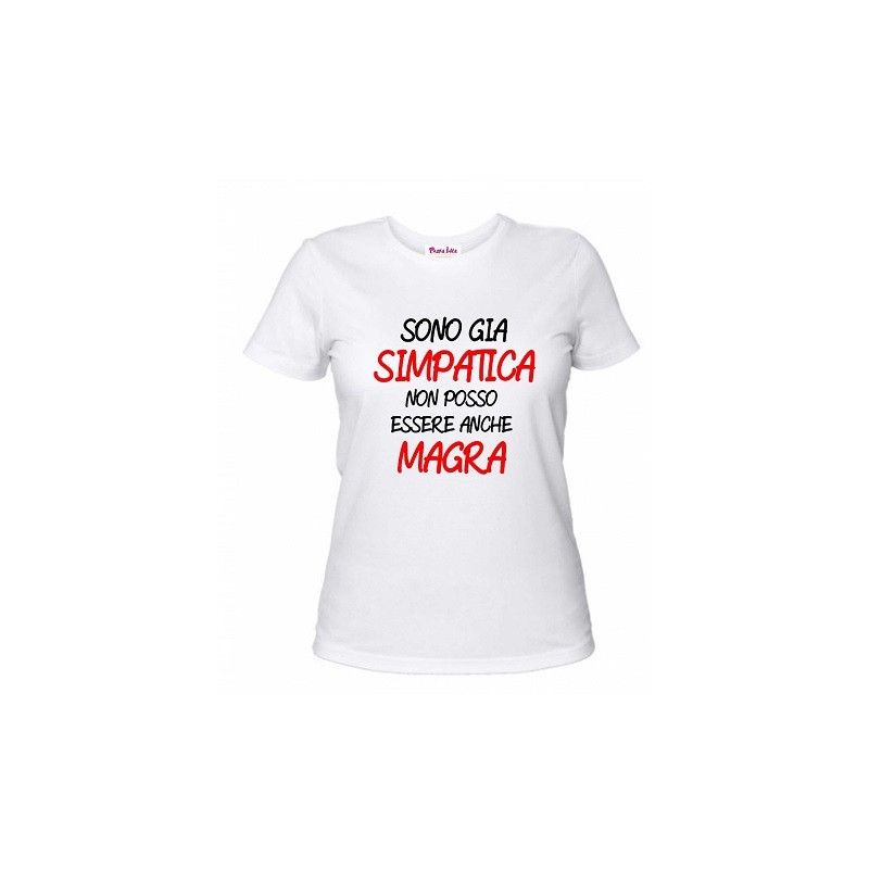 t-shirt donna con scritta sono già simpatica