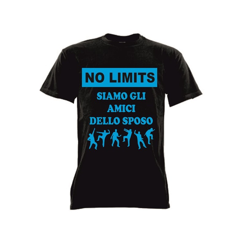 T-shirt in cotone con scritta no limits siamo gli amici delle sposo