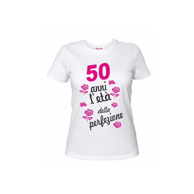 t-shirt in cotone donna 50 anni l'eta' della perfezione