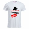 T-shirt in poliestere con frase: sconti natalizzi. fratello in saldo