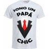 t-shirt in poliestere manica corta con scritta sono un papa' chic