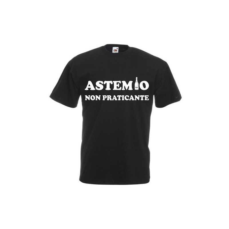 t-shirt m/c frase spiritosa "astemmio.."TG S-M-L-XL-XXL