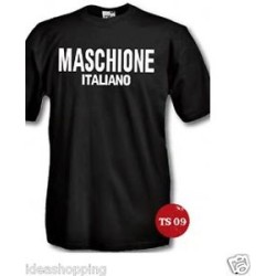 t-shirt m/c frase spiritosa "maschione italiano"