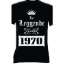 t-shirt m/c frase spiritosa .Classe 1970 delle leggende. TAGLIE ASSORTITE S-M-L-XL-XXL