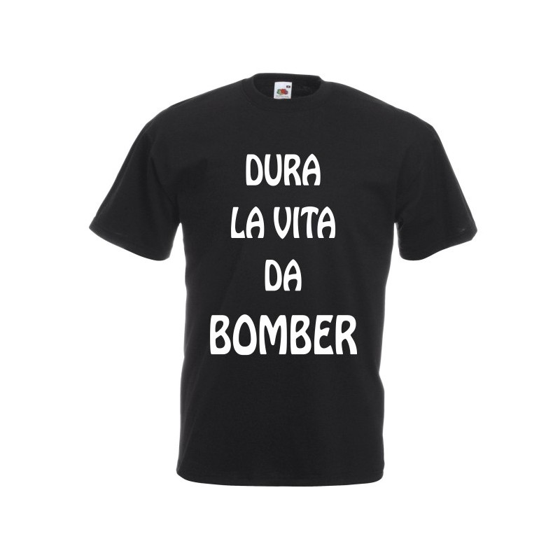 t-shirt m/c frase spiritosa .dura la vita da bomber. TAGLIE ASSORTITE S-M-L-XL-XXL