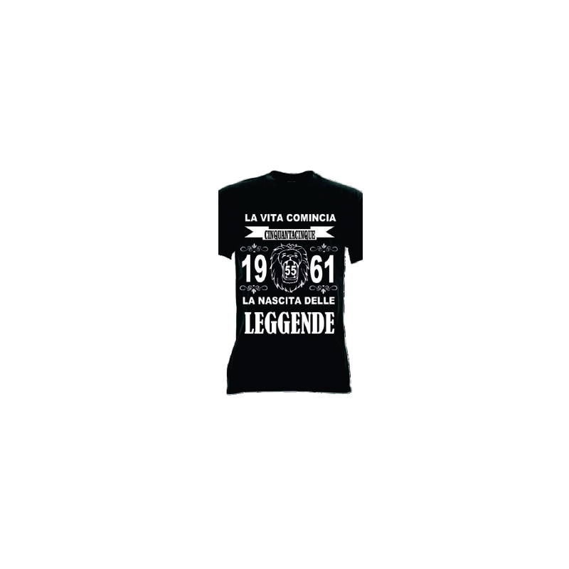 t-shirt m/c frase spiritosa .La nascita delle leggende 1961. TAGLIE ASSORTITE S-M-L-XL-XXL