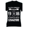 t-shirt m/c frase spiritosa .La nascita delle leggende 1986. TAGLIE ASSORTITE S-M-L-XL-XXL