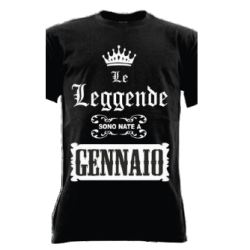 t-shirt m/c frase spiritosa .Le leggende sono nate a gennaio. TAGLIE ASSORTITE S-M-L-XL-XXL