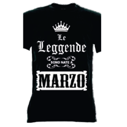 t-shirt m/c frase spiritosa .Le leggende sono nate a marzo. TAGLIE ASSORTITE S-M-L-XL-XXL