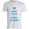 T-shirt maglietta bianca  keep calm e forza azzurri