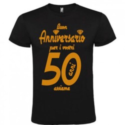 T-shirt maglietta buon anniversario per i vostri 50 anni assieme stampa in oro