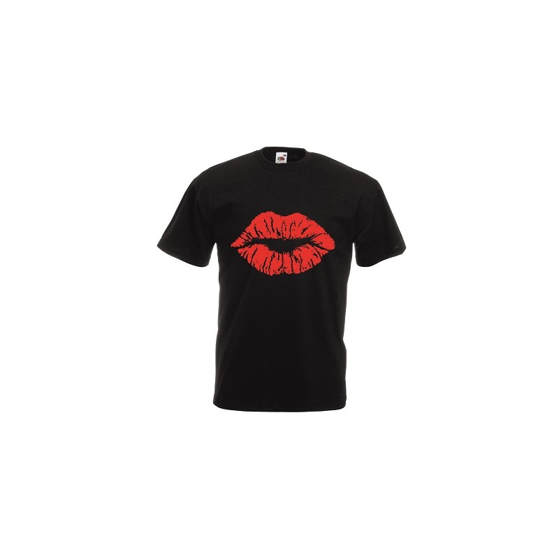 t-shirt manica corta con disegno bocca bacio