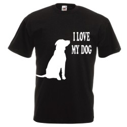 t-shirt manica corta con scritta i love my dog