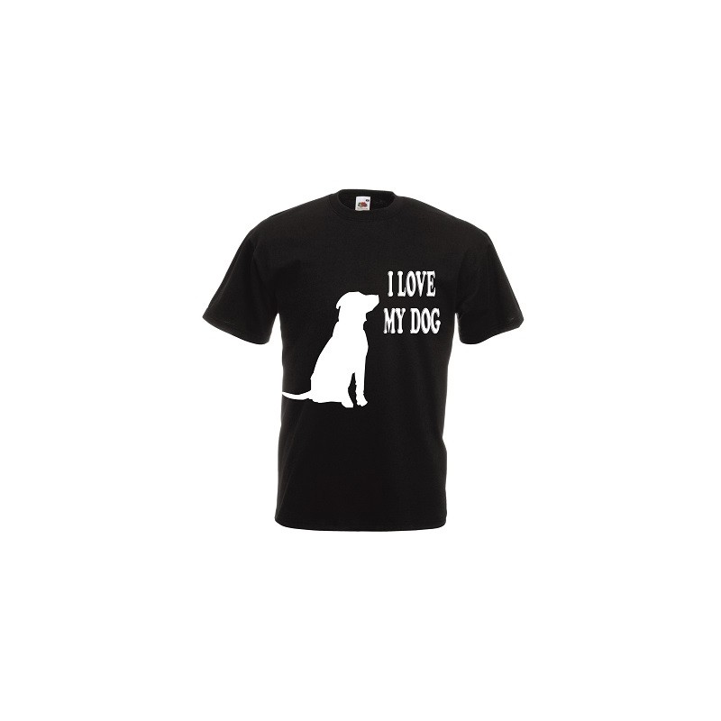 t-shirt manica corta con scritta i love my dog