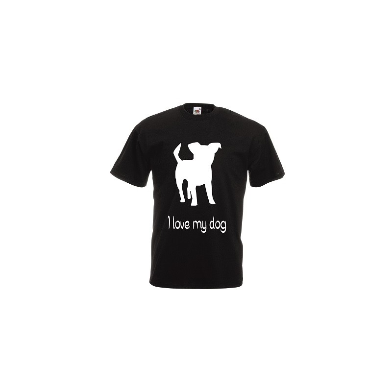 t-shirt manica corta con scritta i love my dog