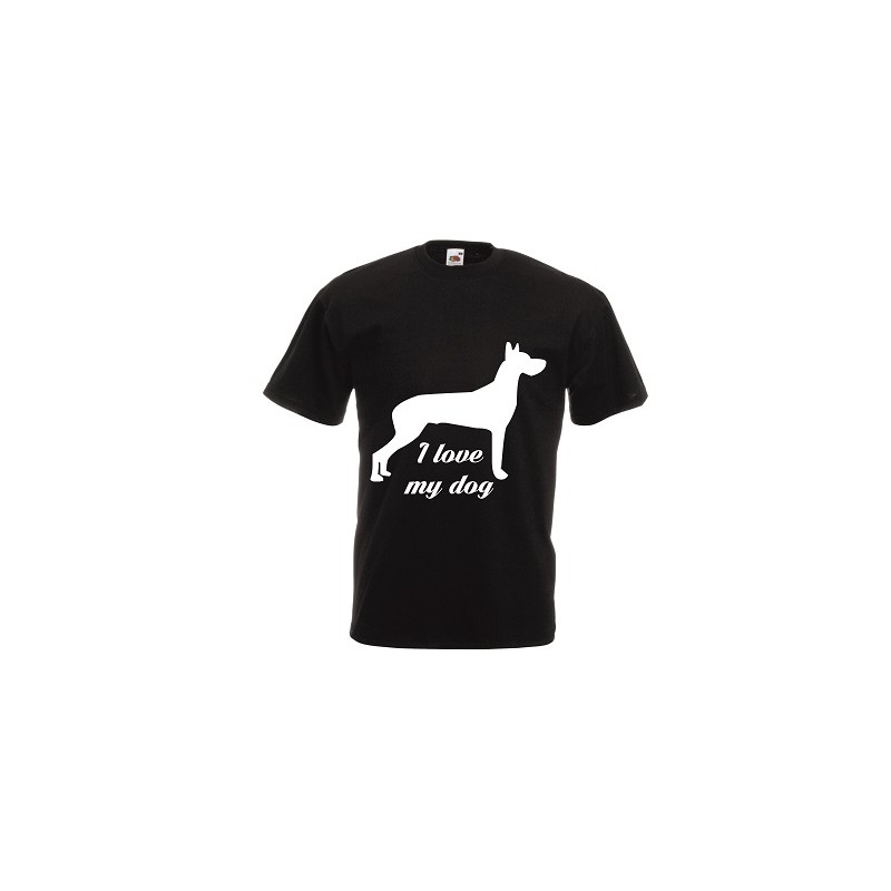 t-shirt manica corta con scritta i love my dog