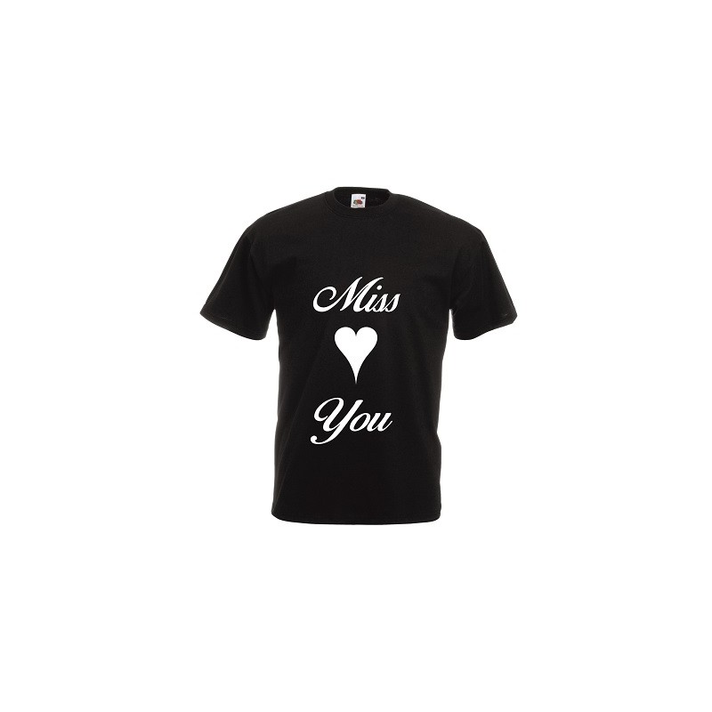 t-shirt manica corta con scritta miss you