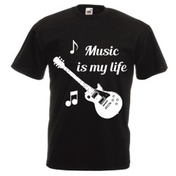 t-shirt manica corta con scritta music my life