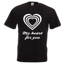 t-shirt manica corta con scritta my heart for you