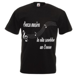 t-shirt manica corta con scritta senza musica