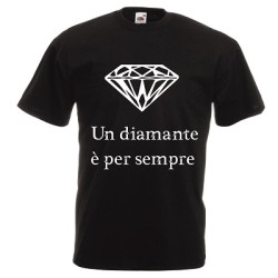 t-shirt manica corta con scritta un diamante e per sempre