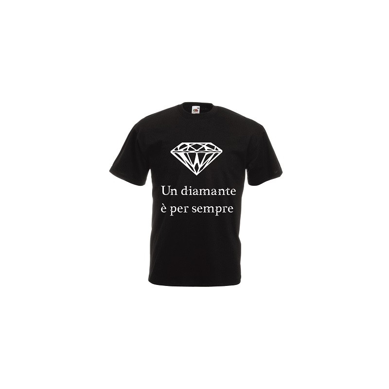 t-shirt manica corta con scritta un diamante e per sempre