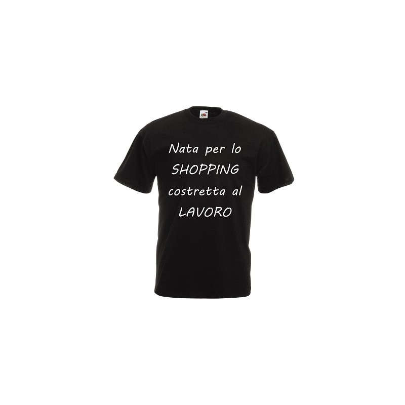 t-shirt manica corta scritta nata per lo shopping