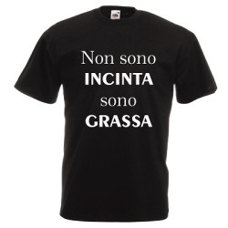 t-shirt manica corta scritta non sono incinta sono grassa