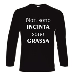 t-shirt manica lunga scritta non sono incinta sono grassa