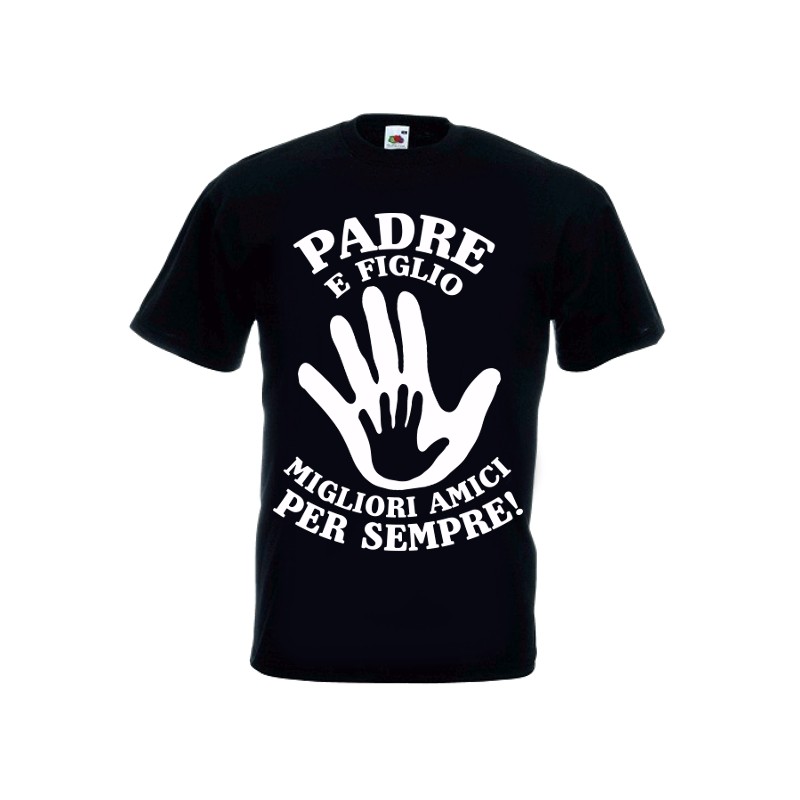 T-shirt nera in cotone "Padre e figlio..."