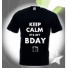 T-shirt nera in cotone compleanno Keep calm it's my bday