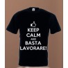 T-shirt pensione nera in cotone Keep calm and basta lavorare