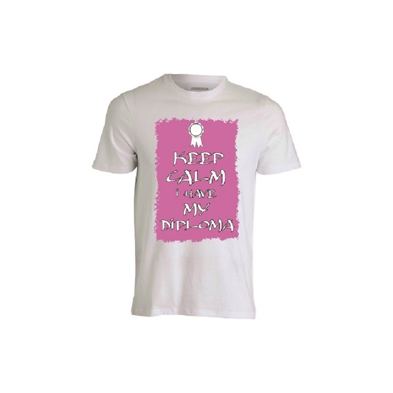 T-shirt uomo donna con scritta KEEP CALM I HAVE MY DIPLOMA