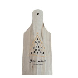 Tagliere in legno con stampa buon natale con albero cm 30x12