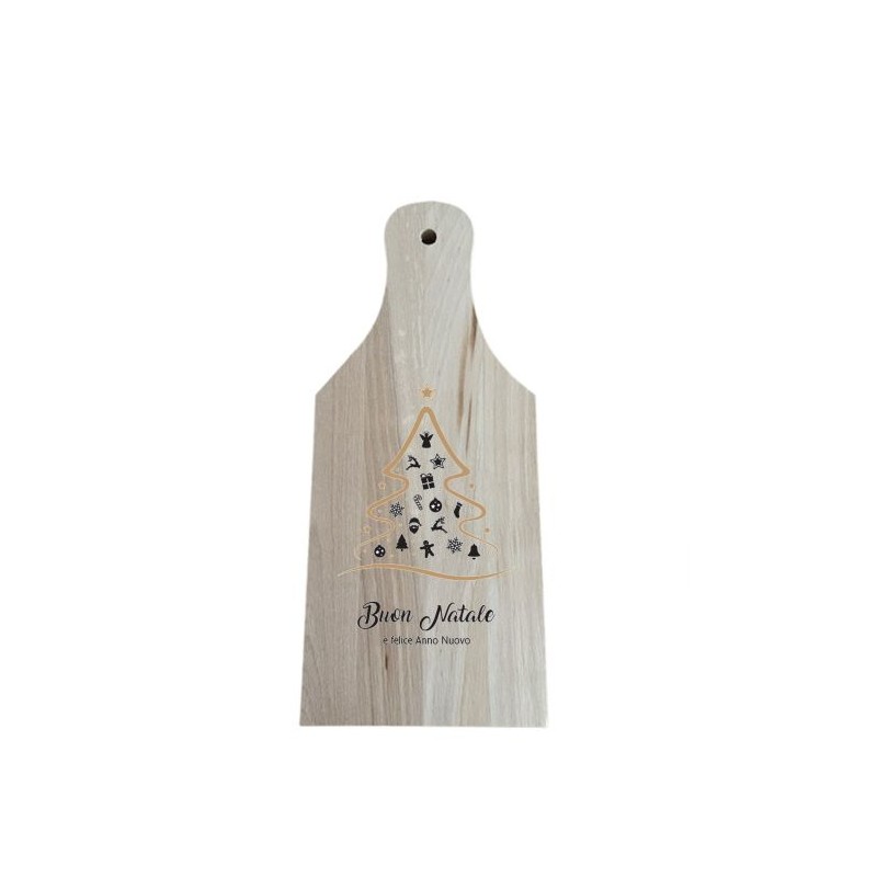 Tagliere in legno con stampa buon natale con albero cm 30x12