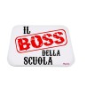 Tappeto con scritta Il Boss della scuola. in poliestere 18x21cm