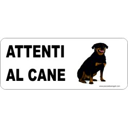 Targa in metallo attenti al cane 18,2x8,2 rottweiler