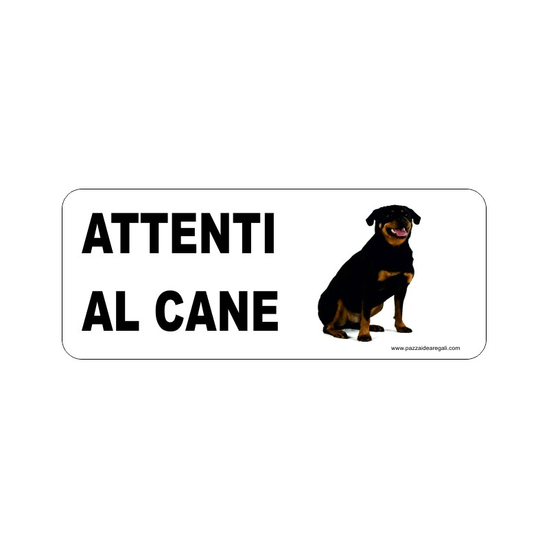 Targa in metallo attenti al cane 18,2x8,2 rottweiler